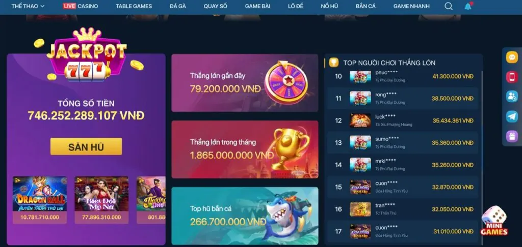 Các loại trò chơi tại win888 casino